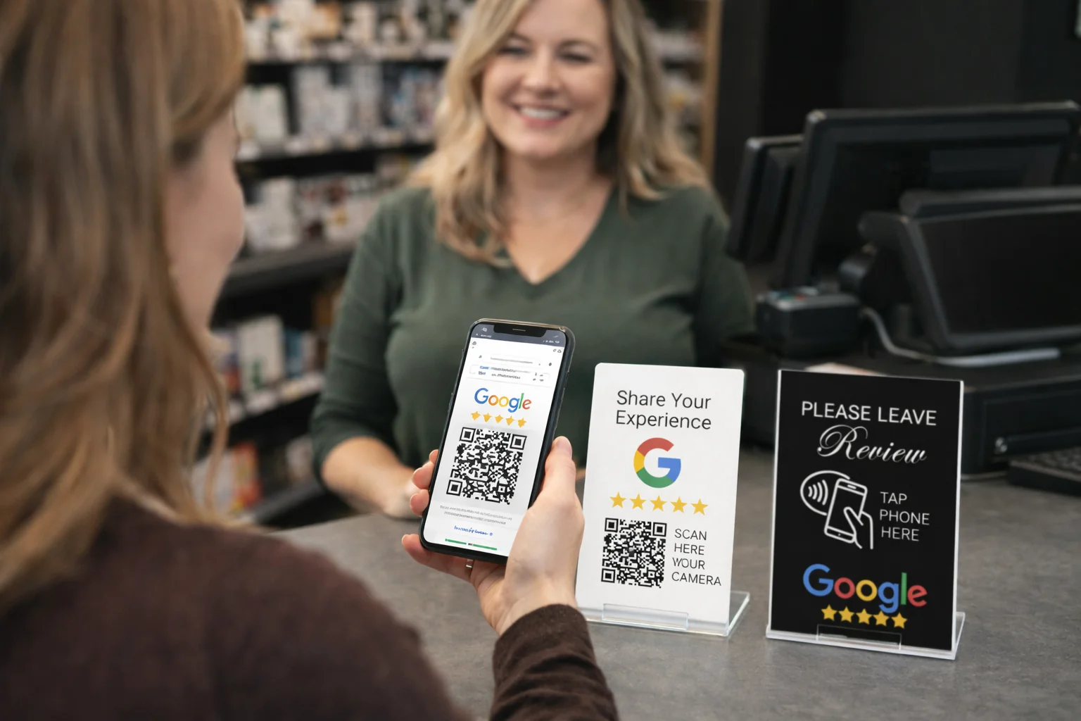 Google Review Sign on Table